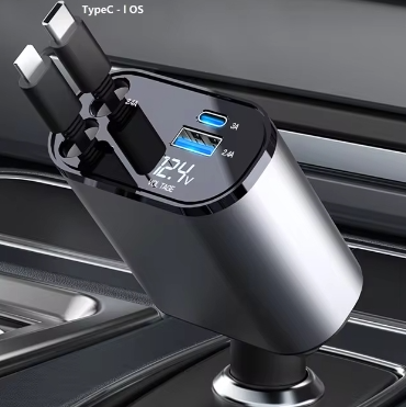Cargador Retráctil para Auto USB-C